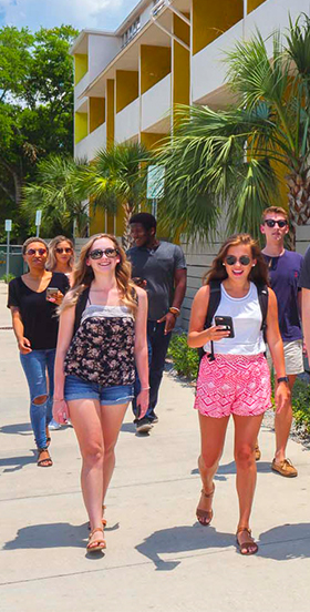 Students Walking to The Courtyards